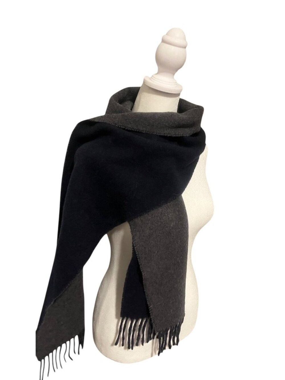 POLO RALPH LAUREN Reversible Polo Ralph Lauren Wool Color Block Scarf Gray